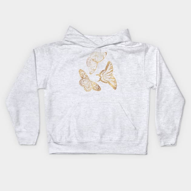 Elegant Gold Glitter Butterfly Kids Hoodie by NdesignTrend